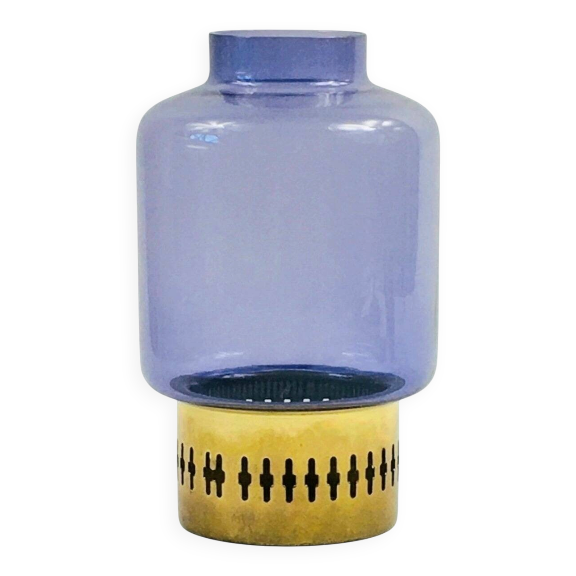 Mid-Century Scandinavian Glass & Brass Candle Holder from Jakobsson, 1950s