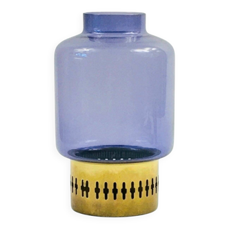 Mid-Century Scandinavian Glass & Brass Candle Holder from Jakobsson, 1950s