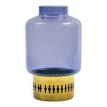 Mid-Century Scandinavian Glass & Brass Candle Holder from Jakobsson, 1950s