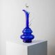 Murano cobalt blue glass carafe with clear handle and stopper - 1960s Italy, vintage mid-century design