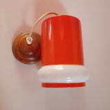 Luminaire suspension opaline vintage 70s orange and white impeccable condition.