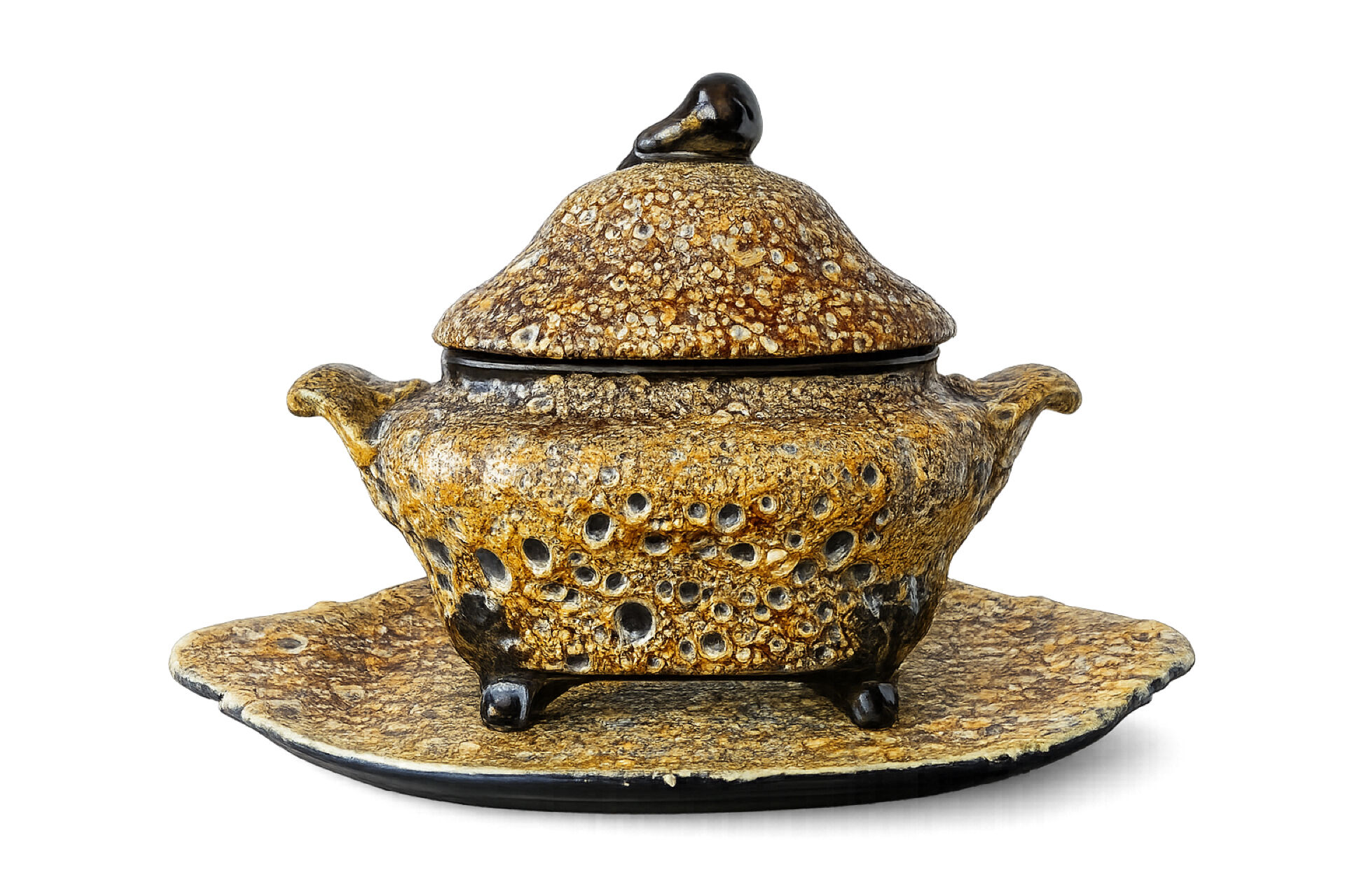 Soup tureen Émaux des Dunes and its tray