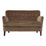 1960s, Danish 2 seater sofa, original condition, furniture velour, beech wood legs.