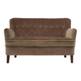 1960s, Danish 2 seater sofa, original condition, furniture velour, beech wood legs.