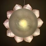 Vintage pink mother-of-pearl wall lamp with frosted glass globe