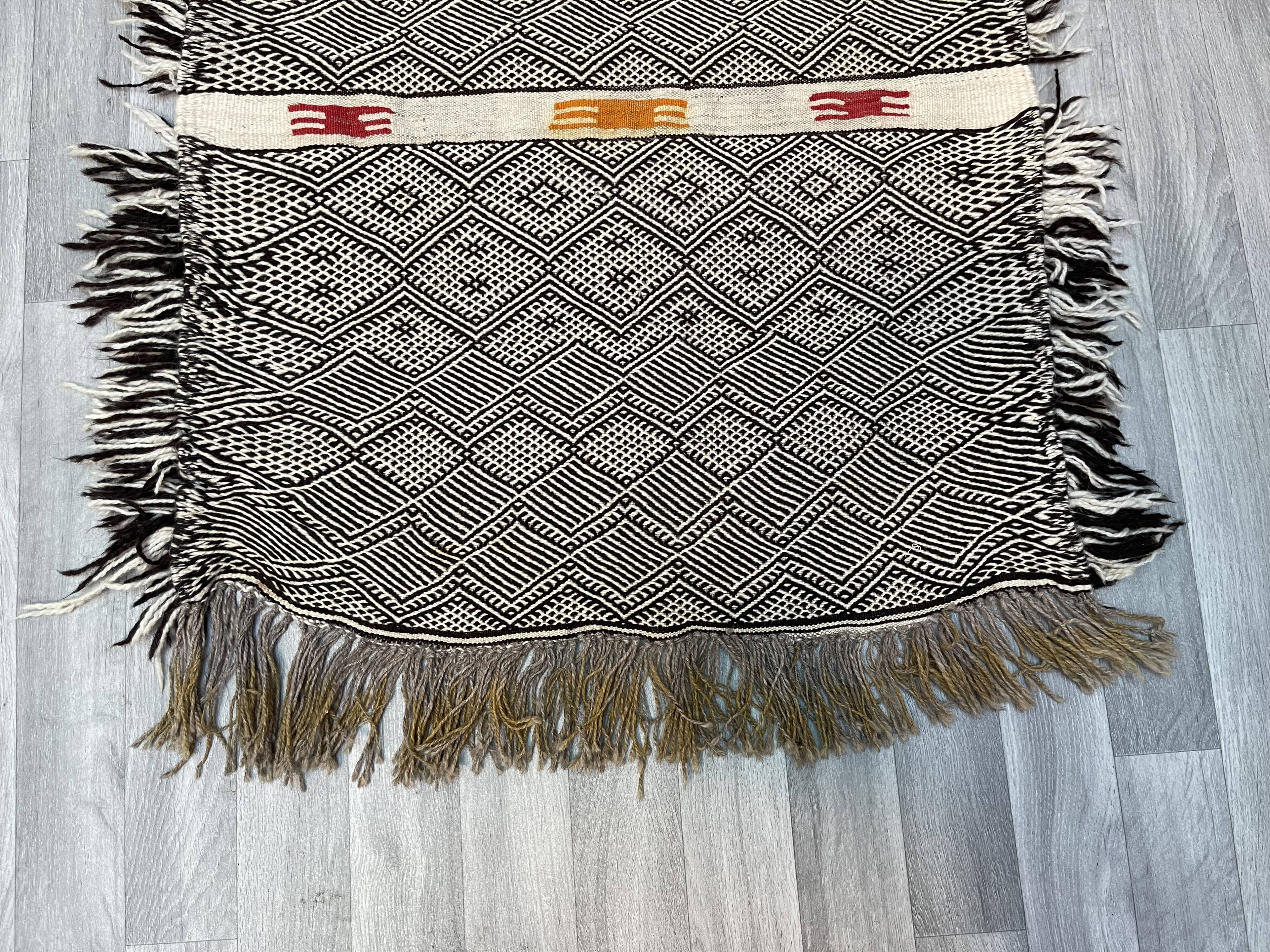 Small and famous Berber Zanafi rug, Taznakht handwoven, wool rug