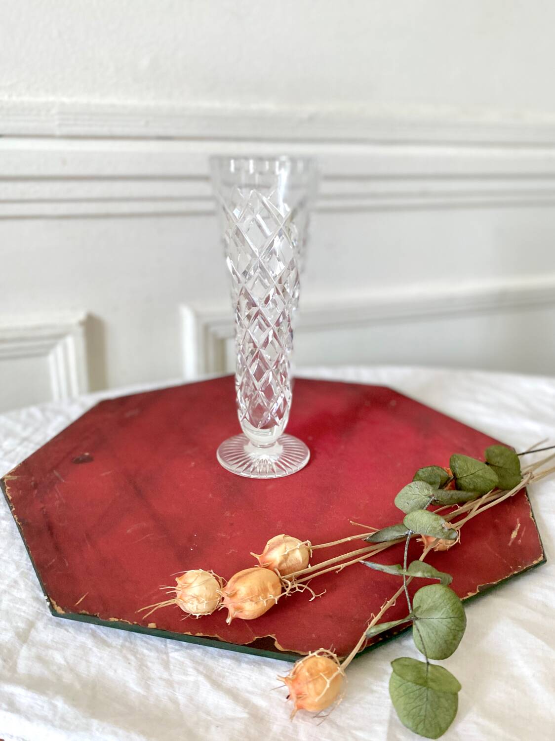Small vintage crystal soliflore vase