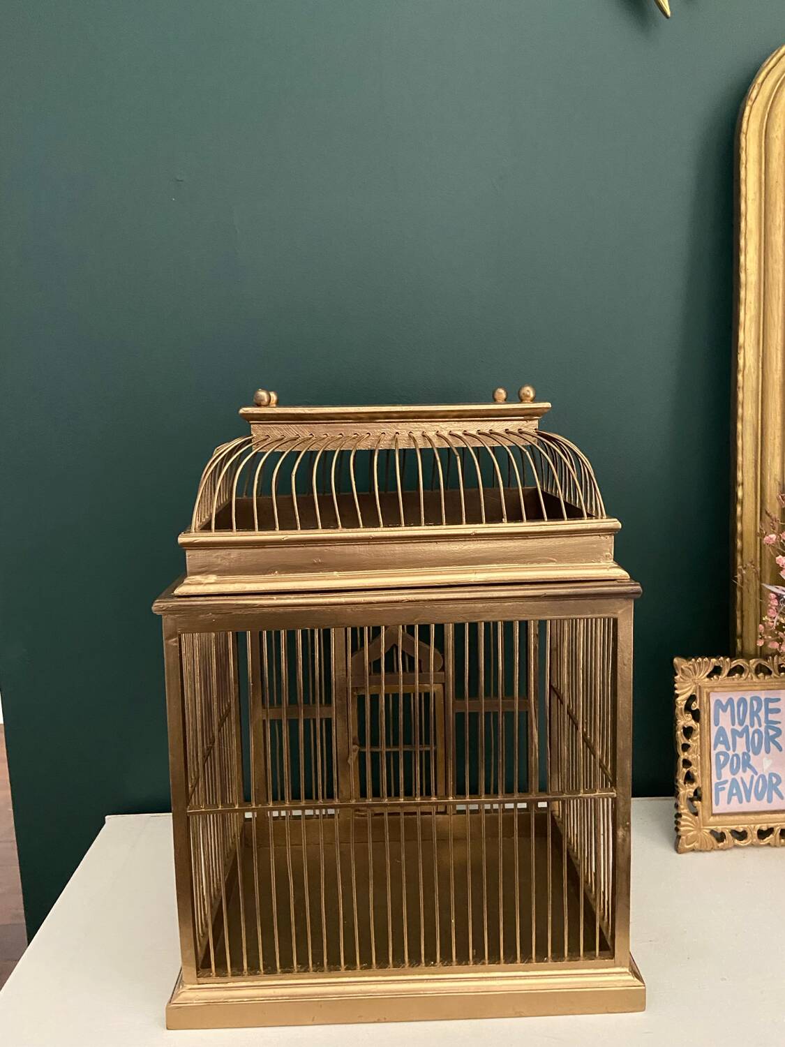 Cage à oiseaux vintage doré Colonial