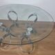 Table basse vintage Spage Age en verre et chrome. Style Hesterberg