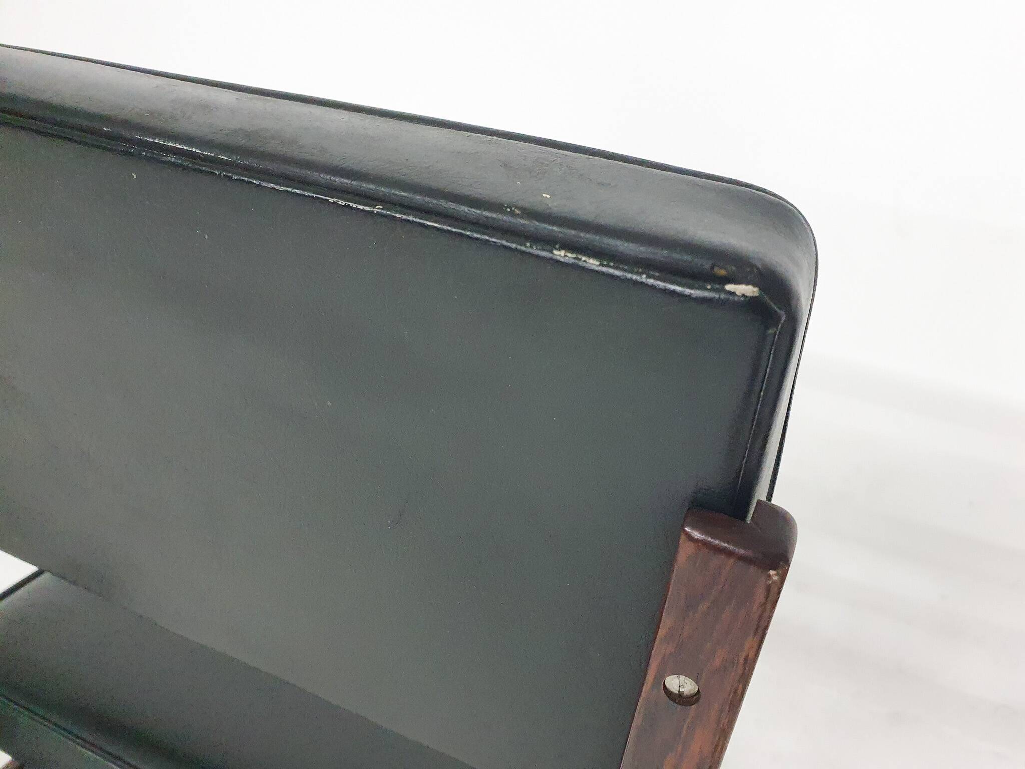 Set of 2 Topform dining chairs in black faux leather, The Netherlands 1950'