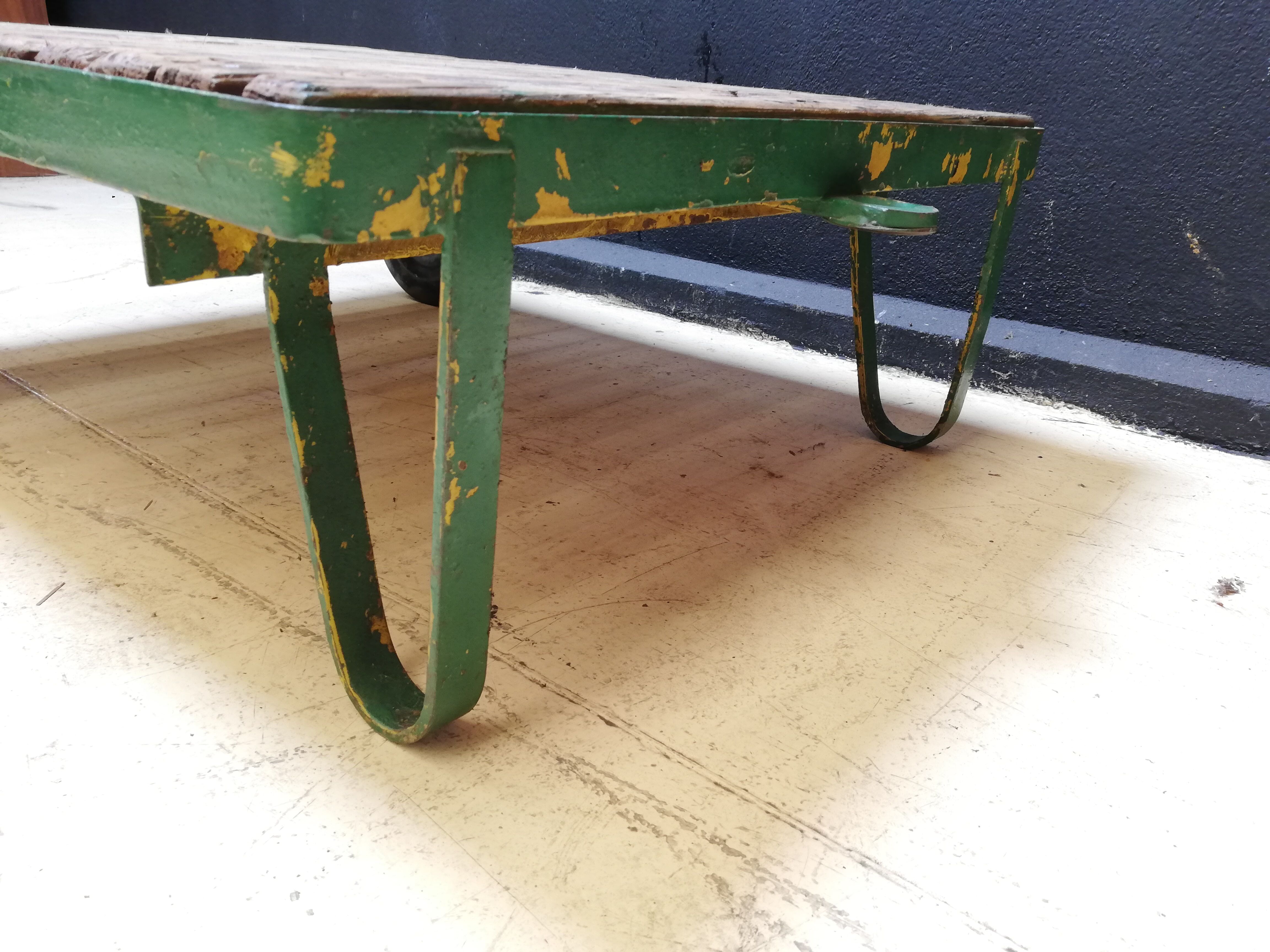 Coffee table, industrial trolley