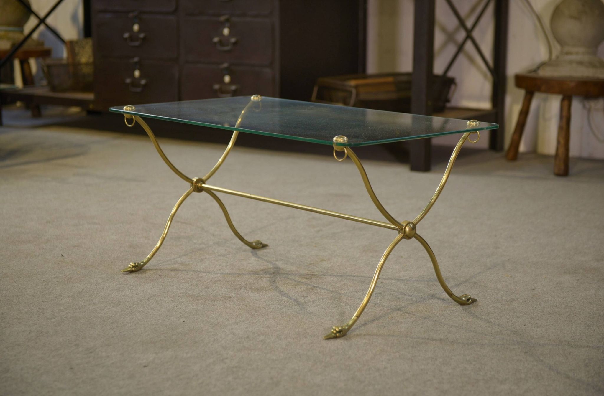 Neo-classical coffee table attributed to Maison Jansen, swan neck legs, 1940s.