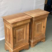 Pair of bedside tables renovated in solid raw cherry wood