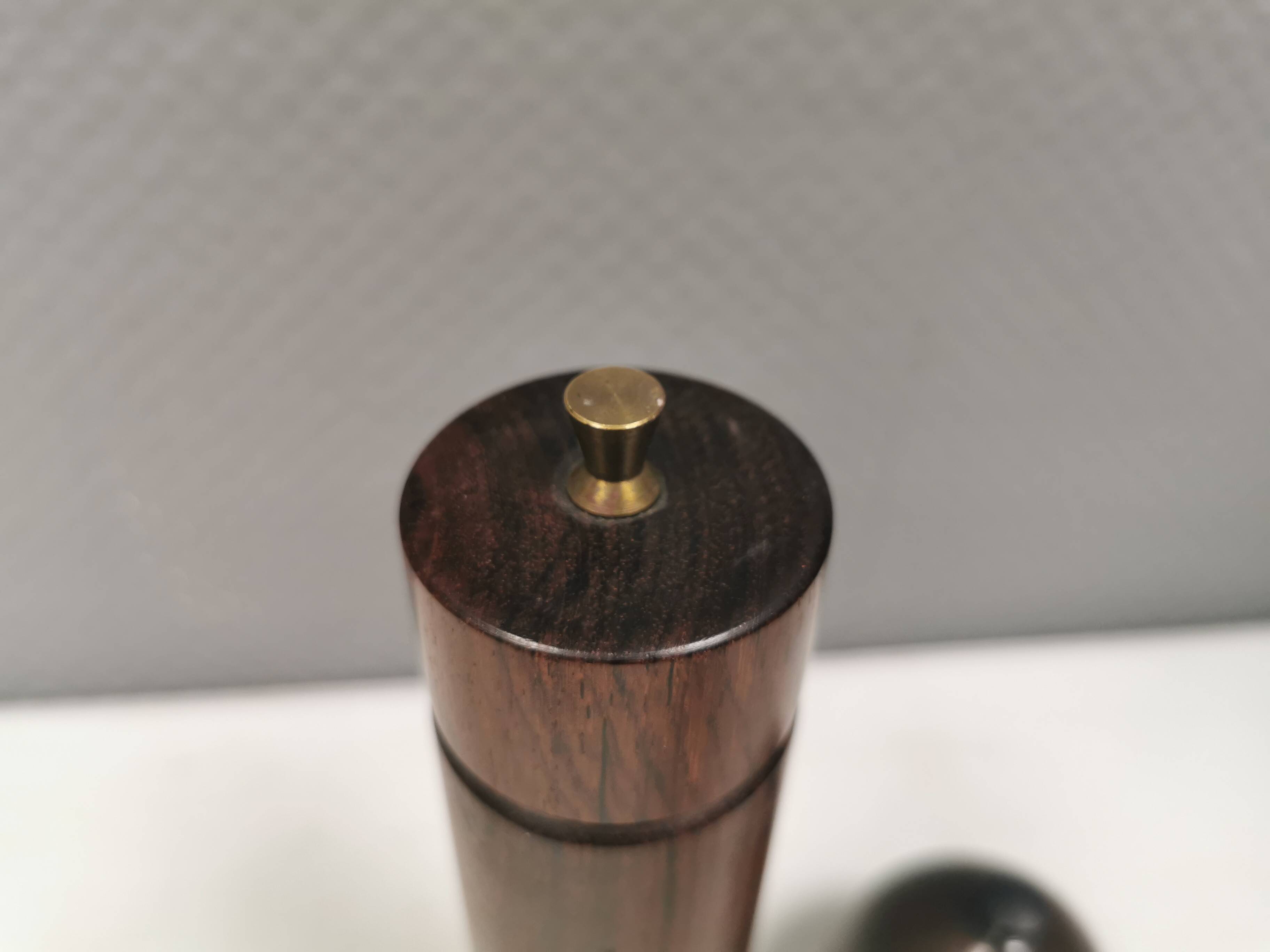 A salt and pepper set in rosewood, Danish from the 1960s-70s.
