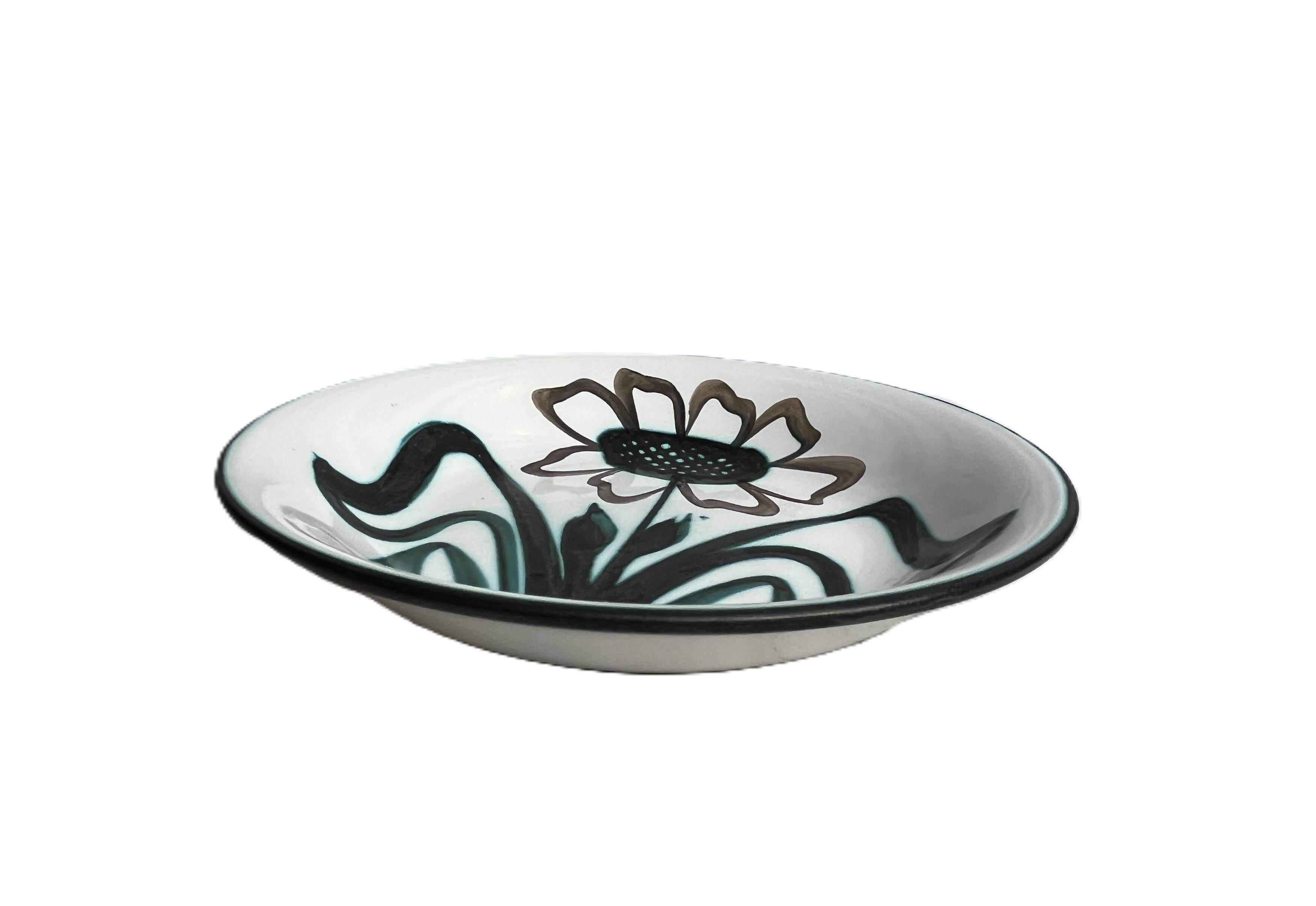 Picault, deep plate, polychrome earthenware with floral decoration, 20th century.