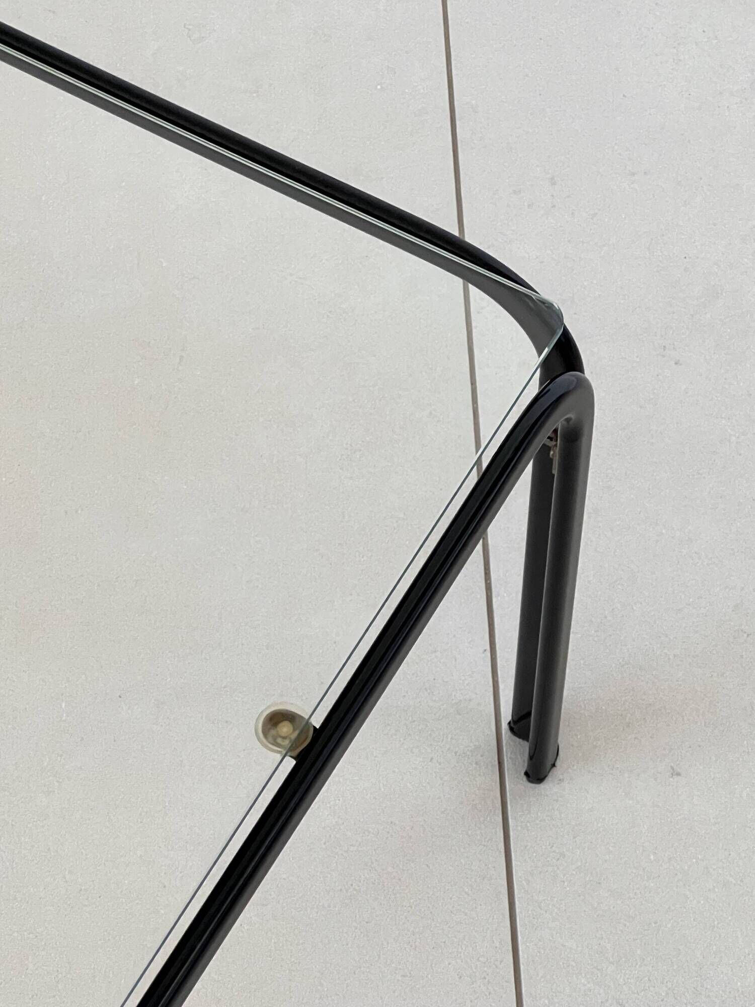 Large coffee table in glass and metal, Italy 1970s.