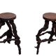 French, Set Of 2 Twisted Grape-vine Roots Bar Stools 1960s