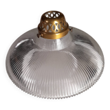 Art Nouveau style pendant light in ribbed glass