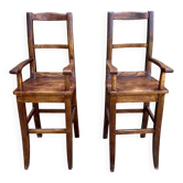 Pair of children's high chairs, early 20th century craftsmanship.