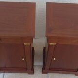 2 bedside tables in solid cherry wood, one drawer, one door with knob