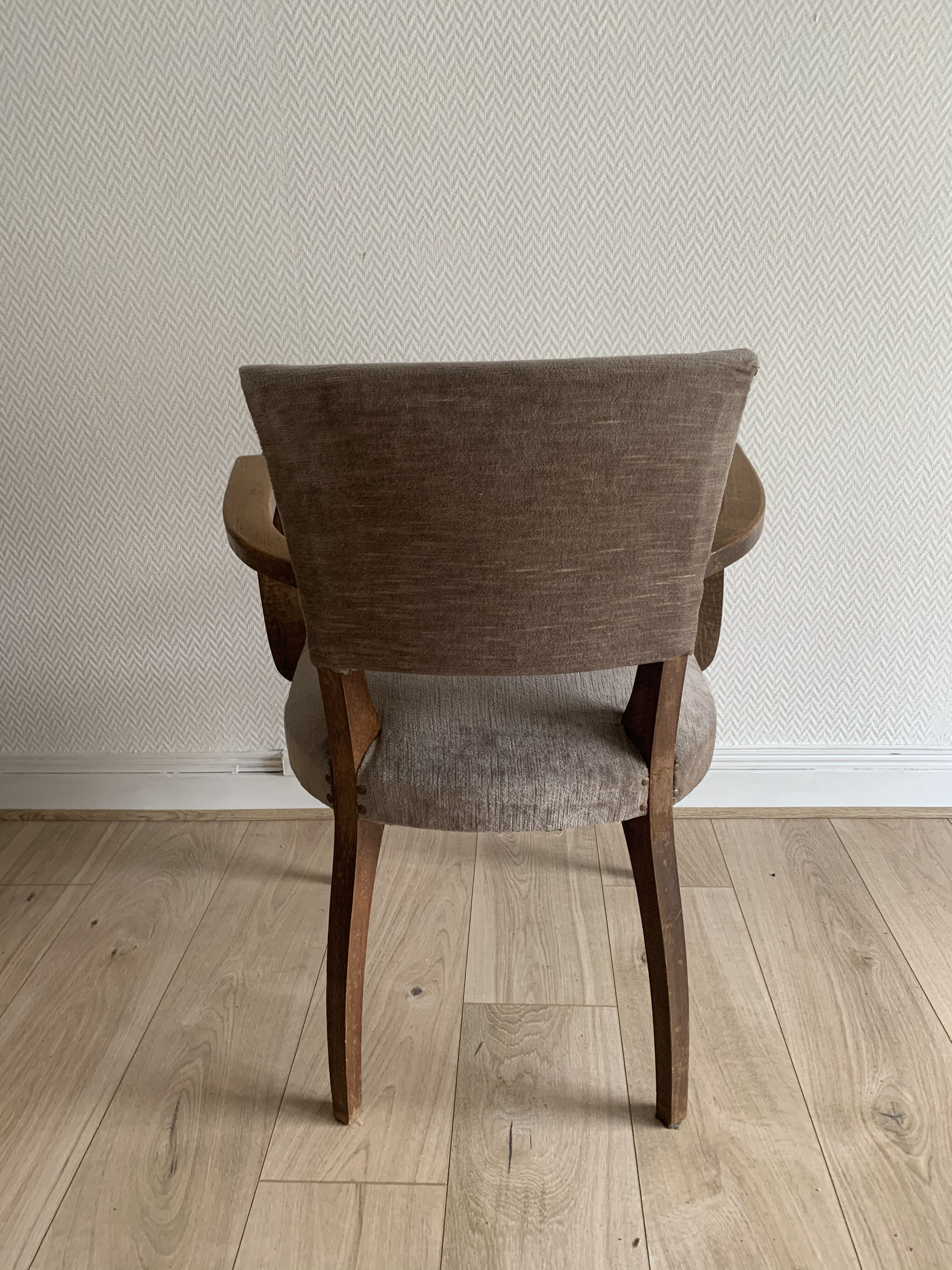Bridge chair vintage grey velvet
