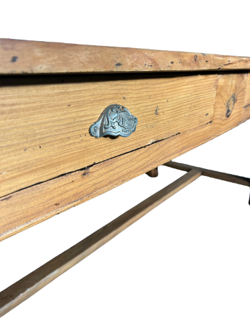 Antique solid wood farmhouse table with 2 drawers