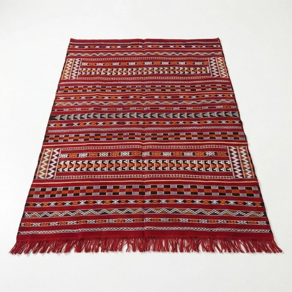 Red Berber kilim rug 155x240 cm