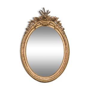 Miroir ovale français à la feuille