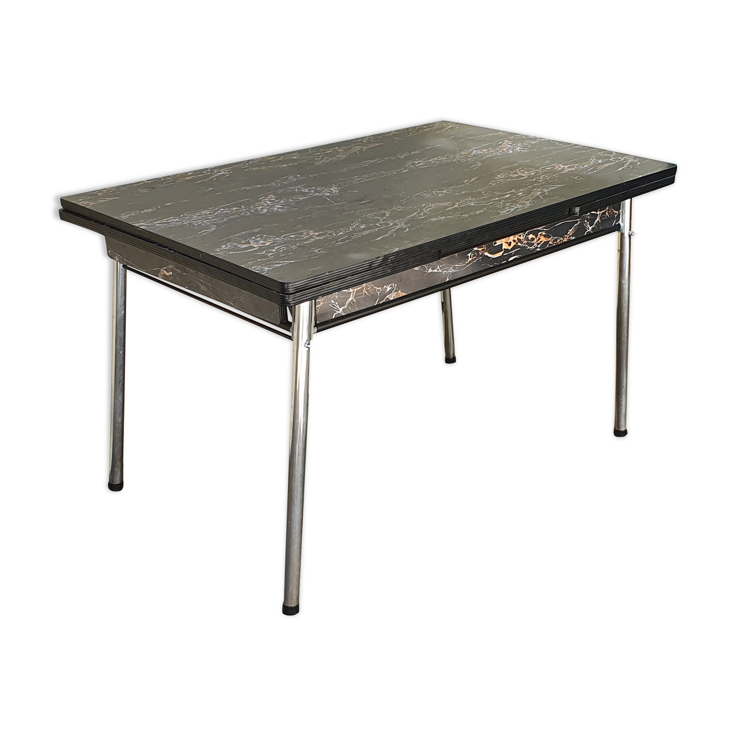 Extension table in Formica black marble year 60