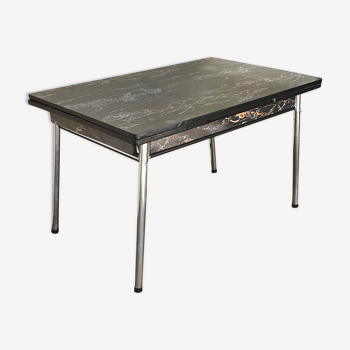 Extension table in Formica black marble year 60