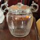 Antique silver metal and glass cookie jar/sugar bowl