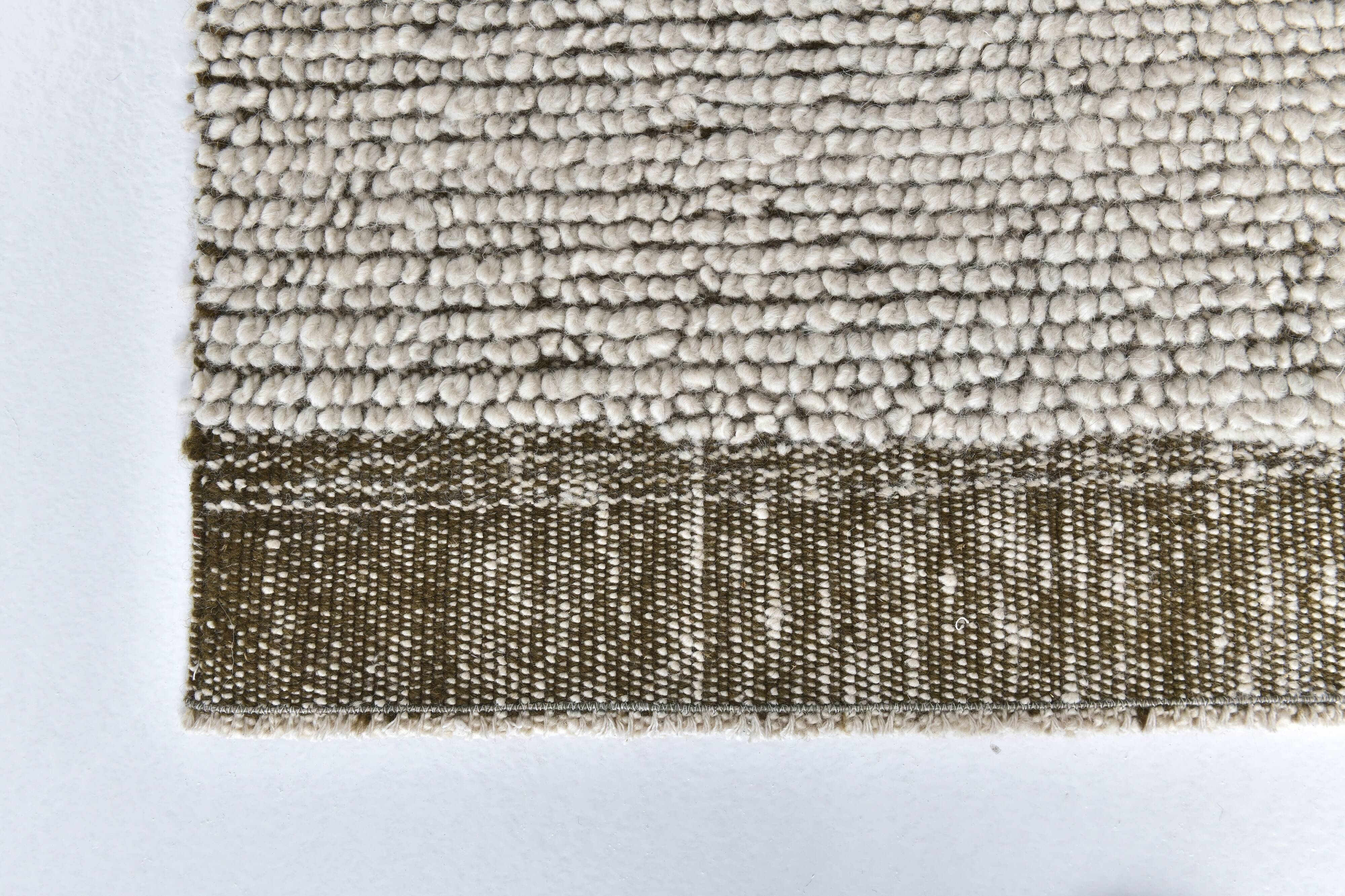 7x10 Dark Green White Handmade Wool Turkish Rug, 200x300Cm SK 242094