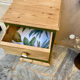 Pine bedside table with a green and raw wood makeover