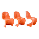 3 chaises Panton par Verner Panton pour Herman Miller Felhbaum, 1970