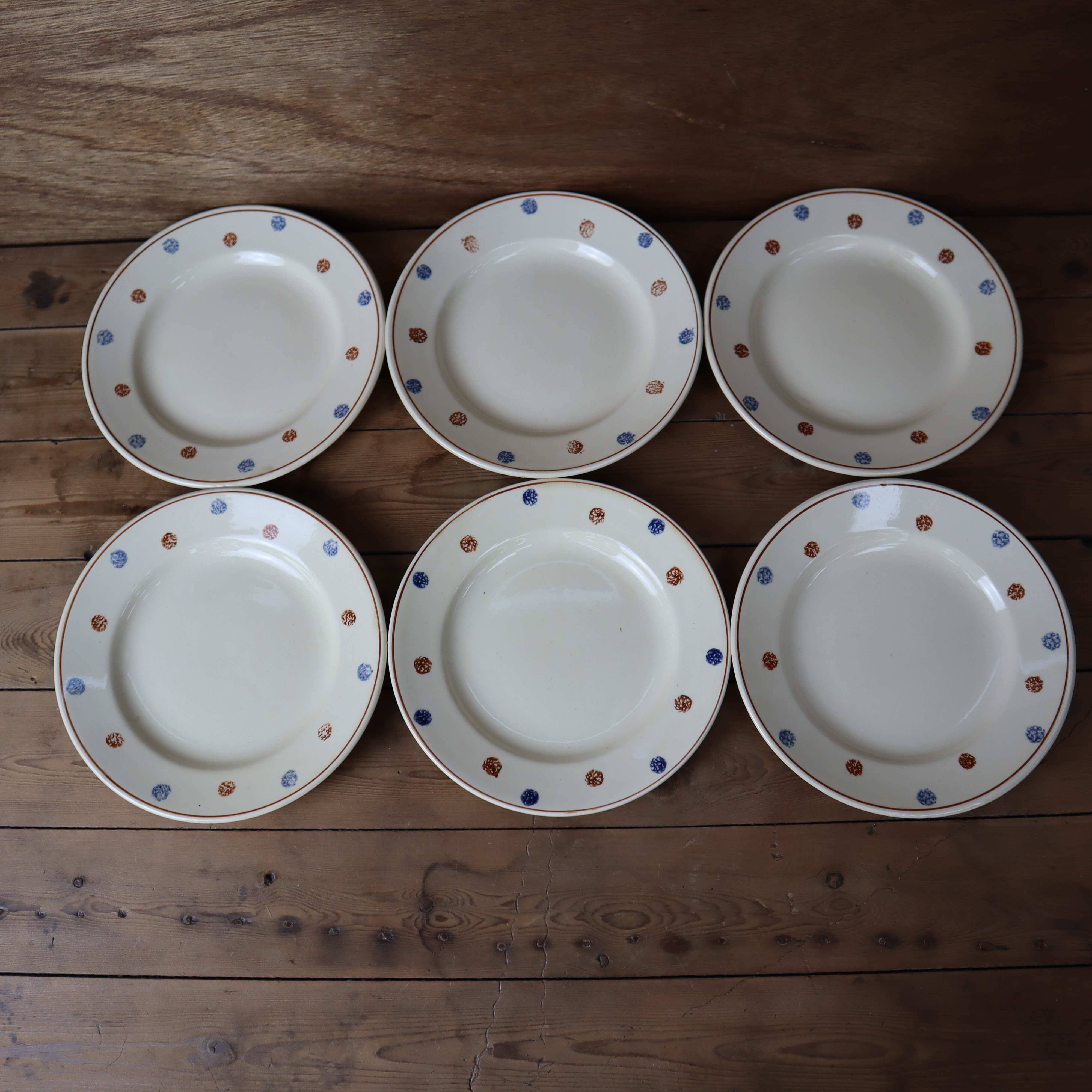 6 old flat plates from Sarreguemines