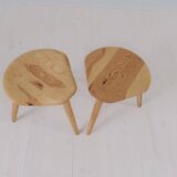 Pair of sculptural mid-century stools in pine by Norsk Husflid 1960s Norway