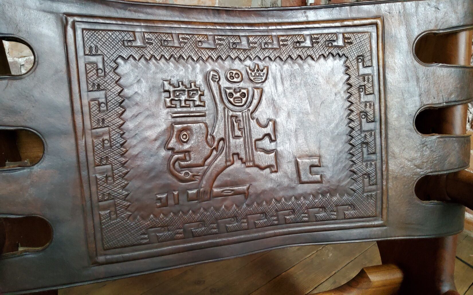 Vintage leather rocking chair by Angel Pazmino 1960