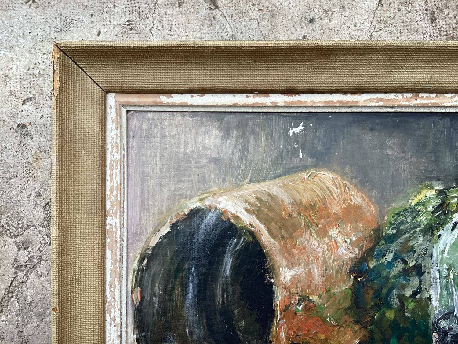 Nature morte huile sur toile encadrée ancienne | Selency