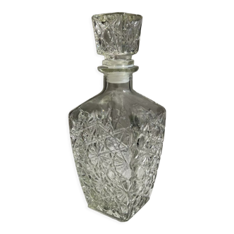 Vintage whisky decanter geometric star patterns H:25cm
