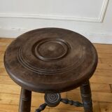 Turned wooden tripod stool