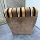 Vintage 1970s lounge chair – striped orange, brown, and cream velvet