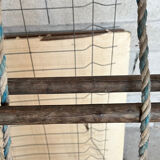 Very large vintage sliding wooden ladder