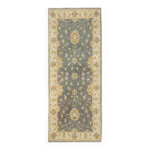 Grey Blue Runner Carpet Handwoven, Wool Handwoven Floral Carpet Rug
