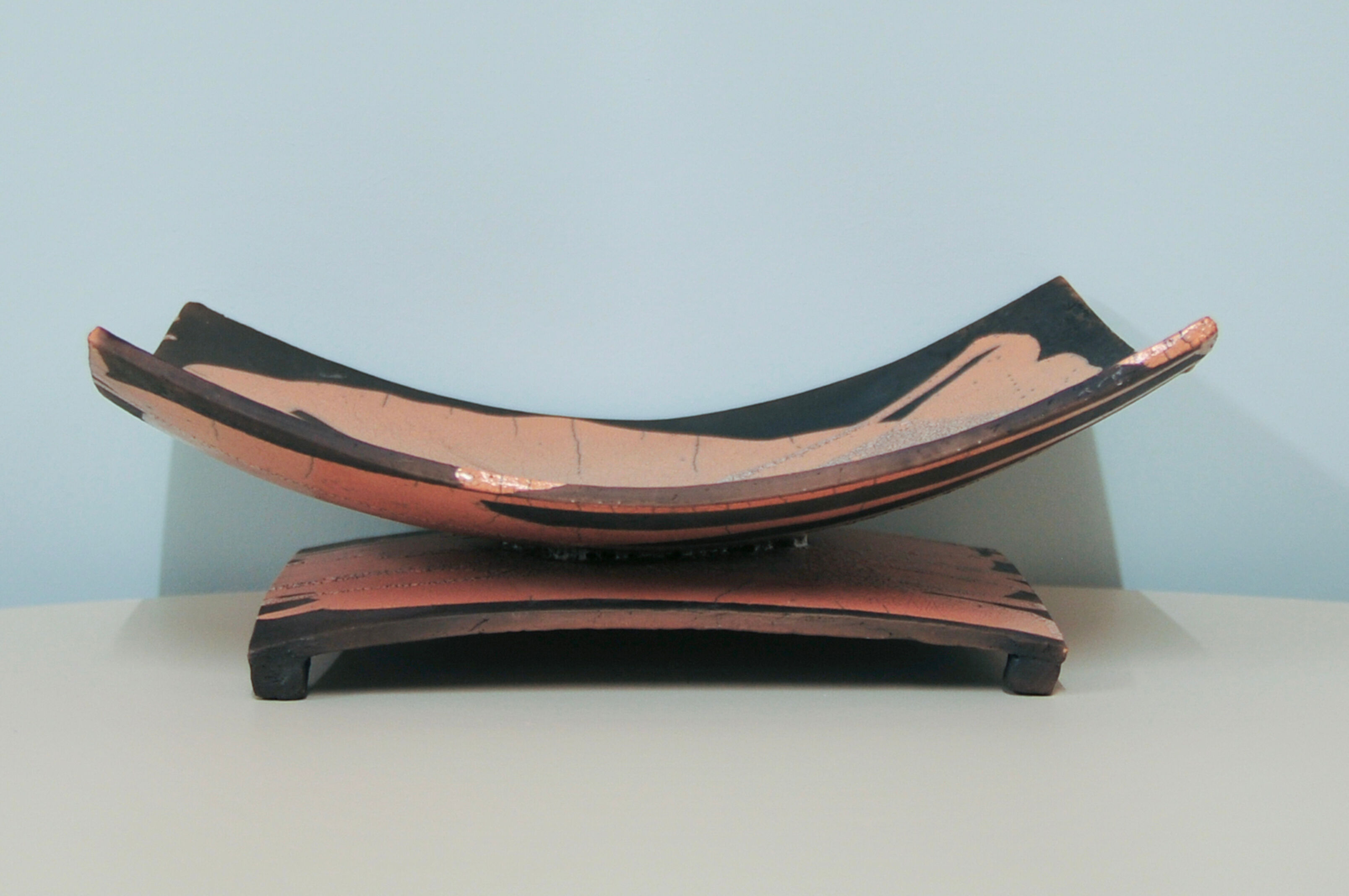 Original rectangular pink & grey bowl