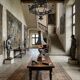 Monumental lamp with a dolphin in cast iron and lead scales - 110cm