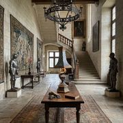 Monumental lamp with a dolphin in cast iron and lead scales - 110cm