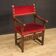 Antique Italian Walnut Armchair With Red Fabric From 19th Century