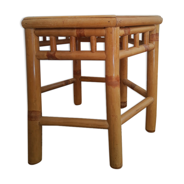Table appoint hexagonale en bambou - vintage