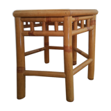 Hexagonal bamboo side table - vintage