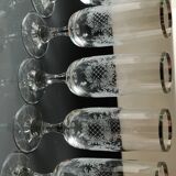 Set of 5 Champagne Flutes. Crystal glass. Empire style. Floral motifs.